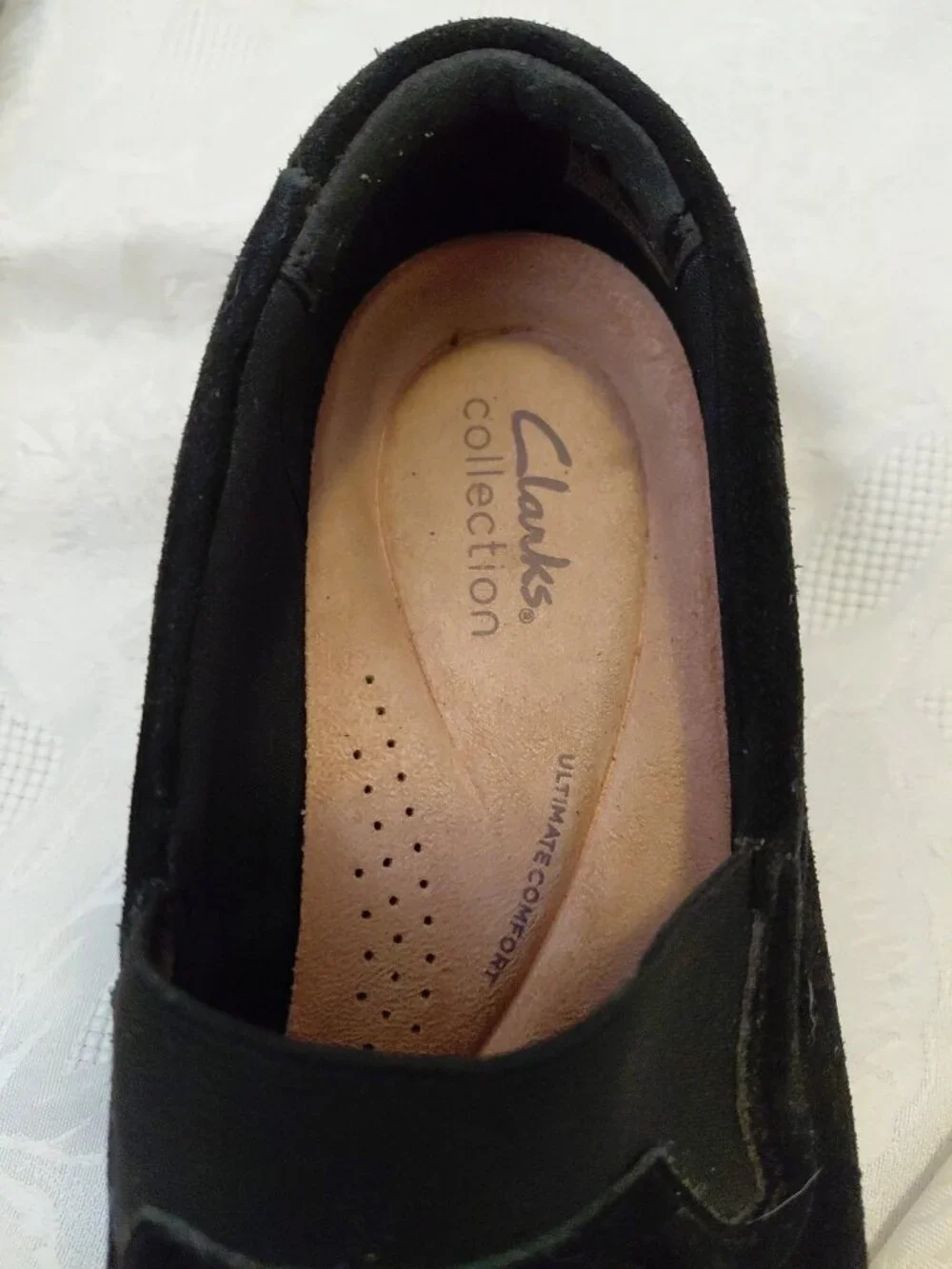 Clarks Women's Zylah Sky Slip On Wedge Black Suede US 9 EU 40 Comfort